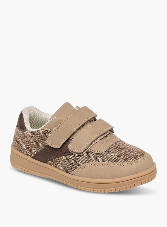 Juniors Panelled School Sneakers With Hook And Loop Closure
