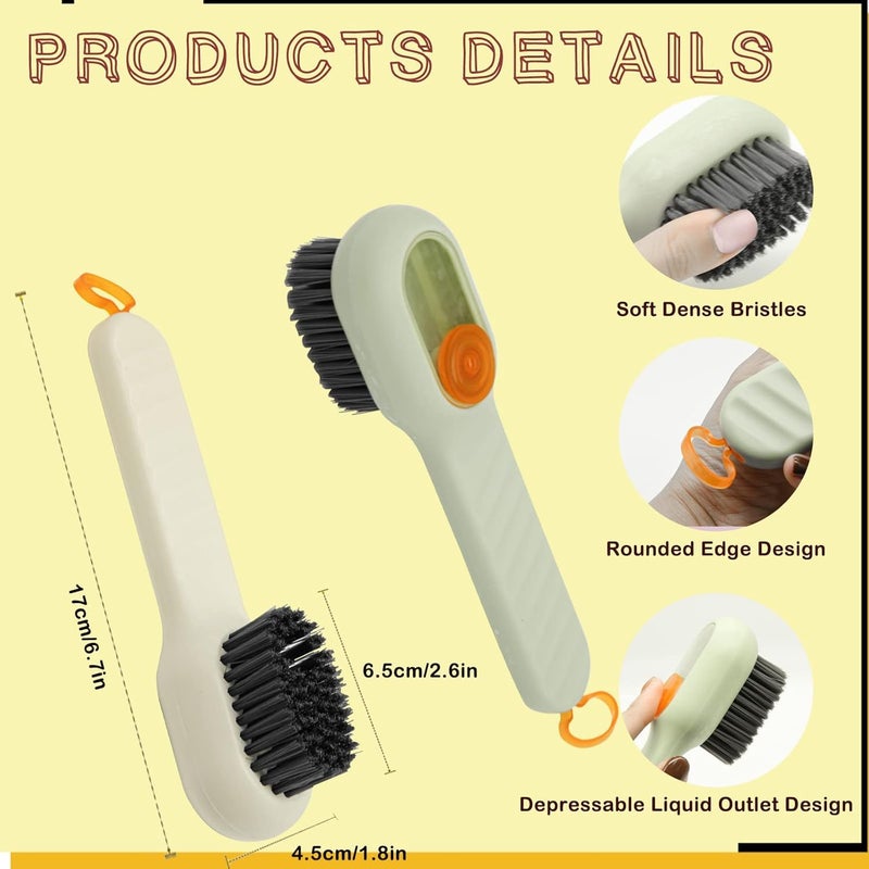 QUEBERS Multifunctional Liquid Shoe Cleaning Brush with Soap Dispenser, Shoe Laundry Brush Scrub Brushes for Cleaning, Soft Bristle Cleaning Brushes for Household Use Bathroom Kitchen (1) - Image 3