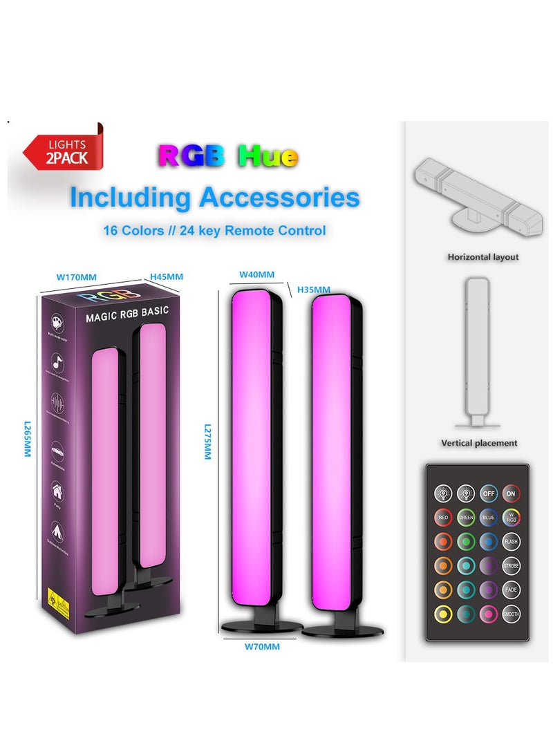 HOMESTAR 2PCS Smart RGB Ambient Light Bars, USB Powered Music Sync RGB Gaming Light 24-Key Remote PC Desktop Lamp Dynamic Lighting For Bedroom & Computer Trendy Decor - Image 1