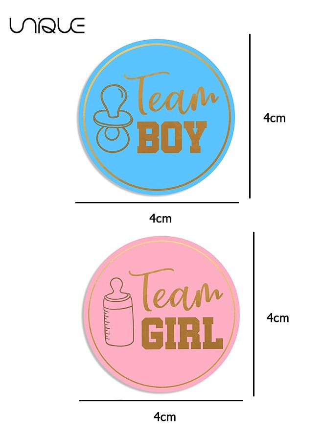 Unique 50 Pcs Gender Reveal Stickers Games Team Boy & Team Girl - Perfect Gender Reveal Party Supplies - Gold Foil Stamping - Easy Peel-Off - for Baby Shower Decorations and Gender Reveal Party Games - Image 2