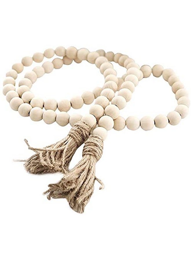 Inshreys 58in Wooden Beads Garland with Jute Tassels Boho Wall Decor Rustic Country Décor Prayer Boho Beads Big Wall Hanging Decor | Home Decor | Wall Hanging Decor | Coffee Table Decor - Image 1