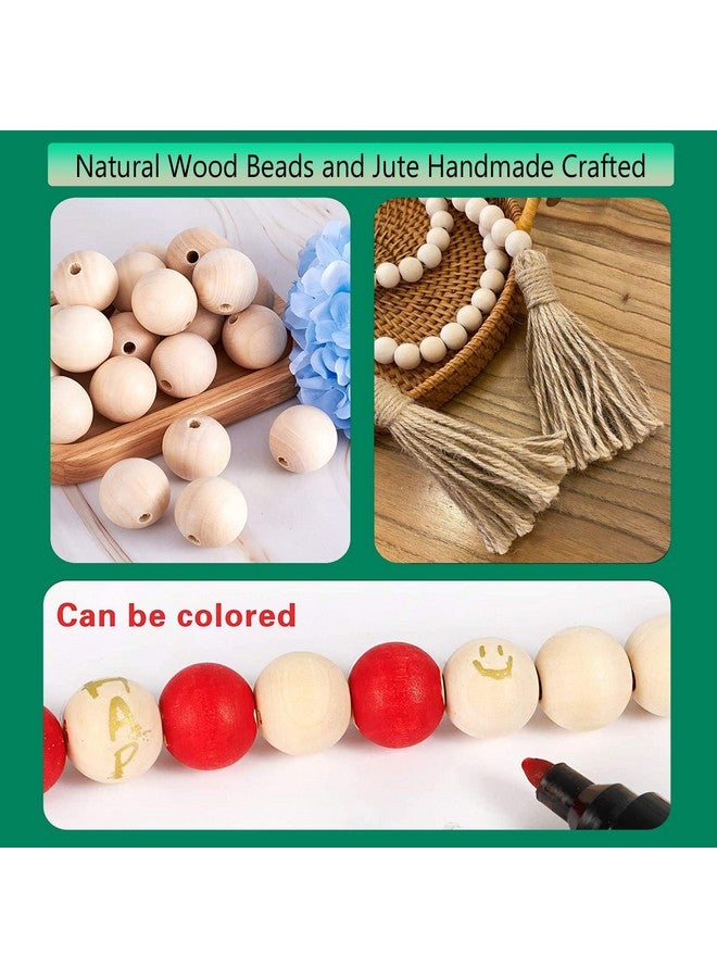 Inshreys 58in Wooden Beads Garland with Jute Tassels Boho Wall Decor Rustic Country Décor Prayer Boho Beads Big Wall Hanging Decor | Home Decor | Wall Hanging Decor | Coffee Table Decor - Image 3