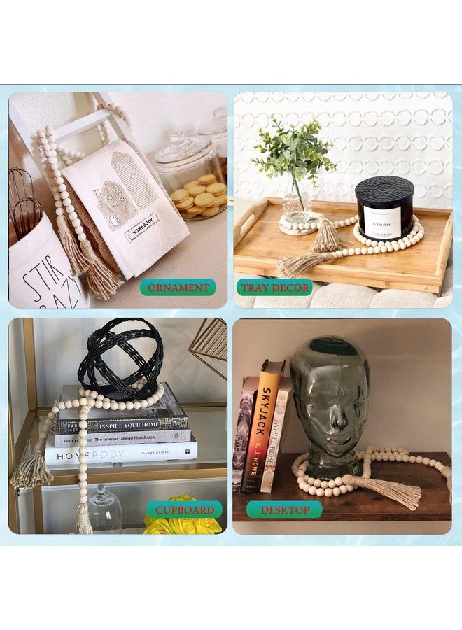 Inshreys 58in Wooden Beads Garland with Jute Tassels Boho Wall Decor Rustic Country Décor Prayer Boho Beads Big Wall Hanging Decor | Home Decor | Wall Hanging Decor | Coffee Table Decor - Image 4