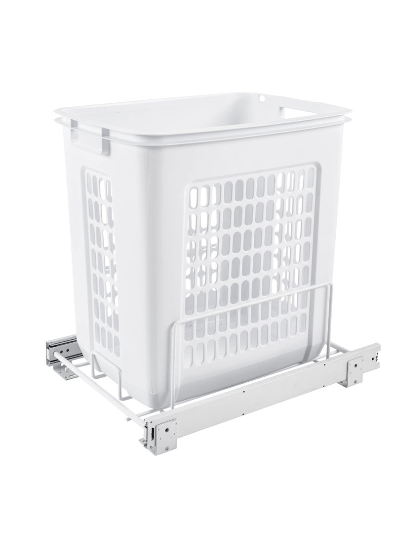 Rev-A-Shelf RevAShelf Pullout 20 Deep Cabinet Floor Steel Mounted Polymer Plastic Clothes Laundry Hamper with Full Extension Slides White HPRV1520 S 