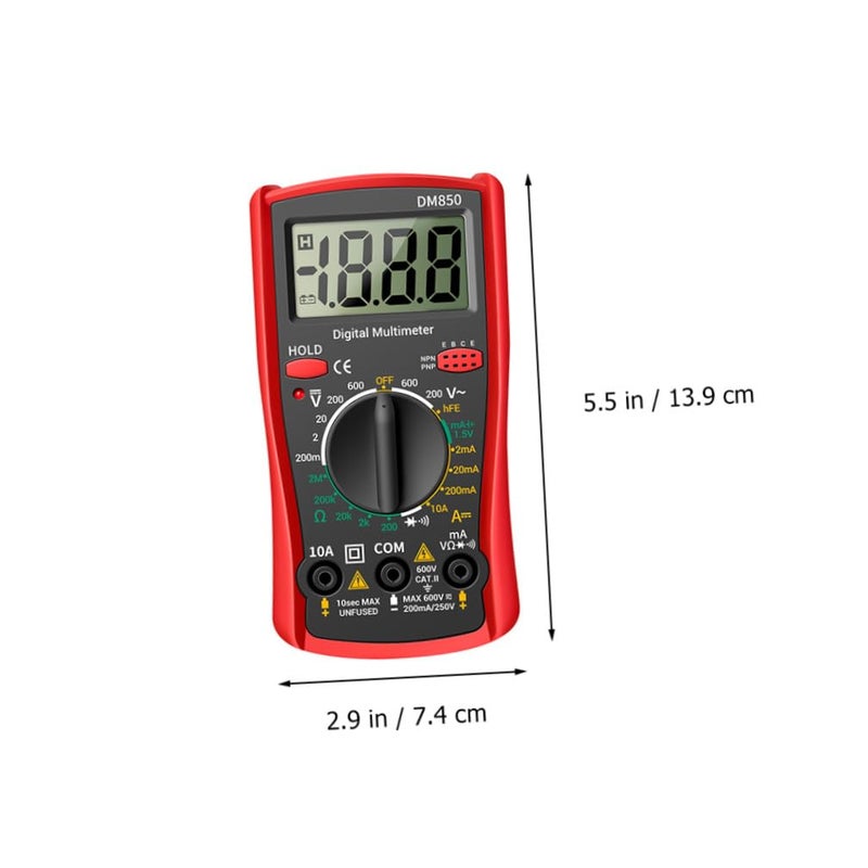 DOITOOL Digital Multimeter Portable Handheld Auto-ranging Multimeter for Electrical Repair with Ac Dc Voltage Resistance Measurement, Home and Electrician Testing Tool, Red - Image 2