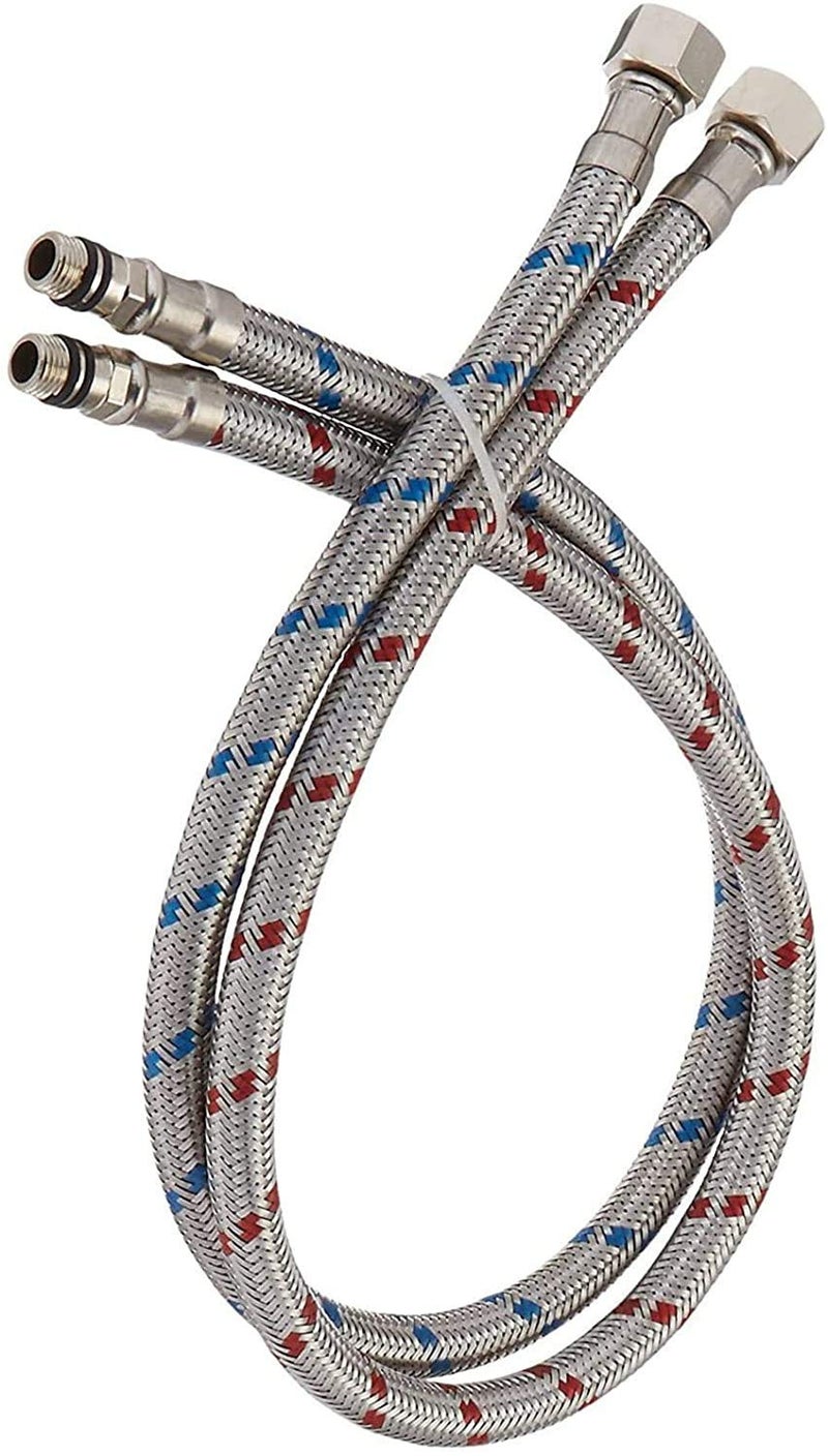 Greenspring 40Inch Long Faucet Connector 2Pcs Faucet Supply Lines Kitchen Sink Toilet Hose Braided Stainless Steel Supply Hose 38 Female Compression Thread x M10 Male Connector 1 Pair