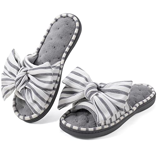 ULTRAIDEAS Women's Eurytides Slide Slippers Memory Foam House Shoes, Light Grey, 9-10 - Image 1