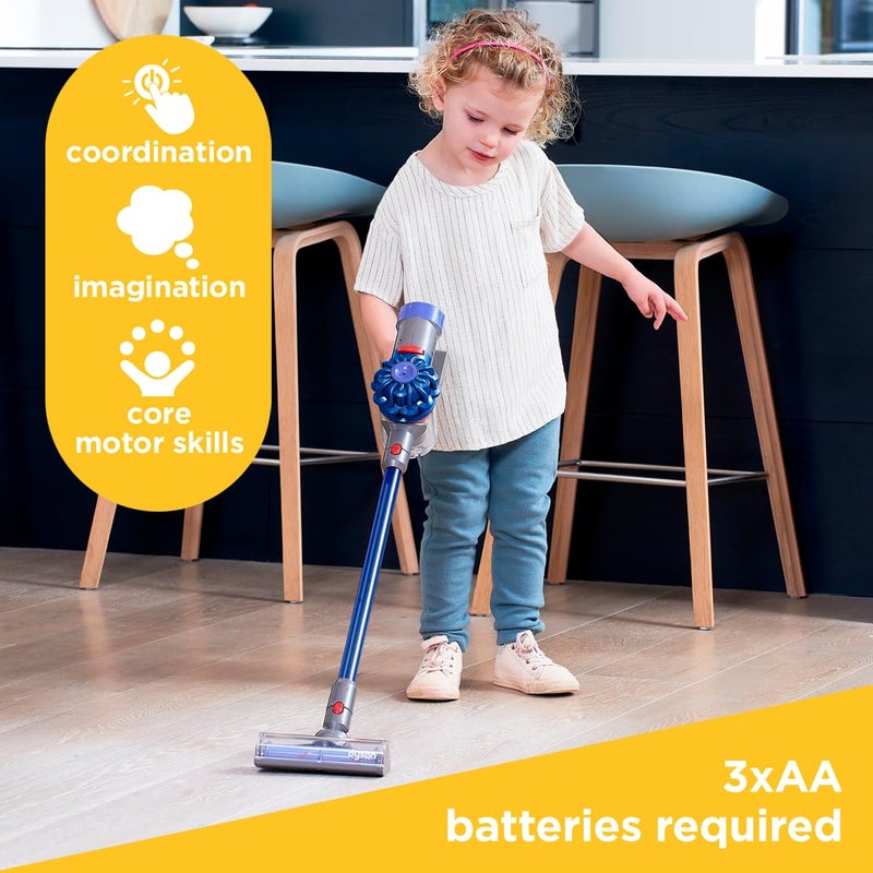 Casdon Dyson Cordless TOY Vacuum Cleaner Interactive & Officially Licensed Toy For Children Aged 3+ Realistic Role-Play Fun, Blue - Image 3