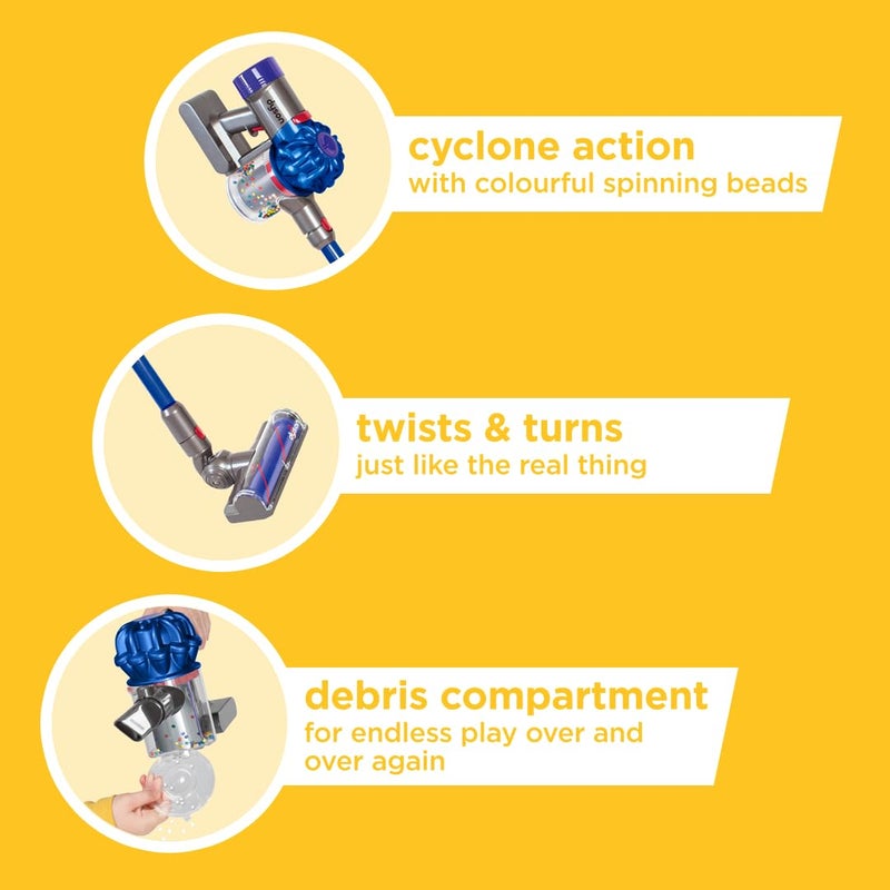 Casdon Dyson Cordless TOY Vacuum Cleaner Interactive & Officially Licensed Toy For Children Aged 3+ Realistic Role-Play Fun, Blue - Image 5