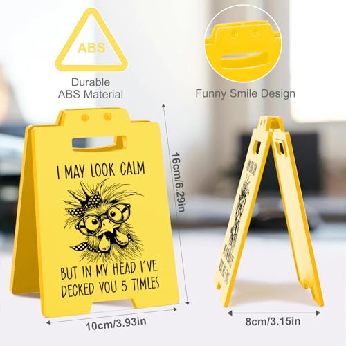 MAMAGIFTREE Funny Work Gifts I May Look Calm Desk Sign–Funny Chicken Western Humor | Small Office Gifts for Coworkers Friends, Cute Office Decor Accessories - Image 3