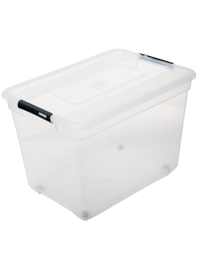 Five Simply Smart Solutions+ Elegant and Durable Design Plastic Storage Box Clear and Grey 100 Liter - Image 1