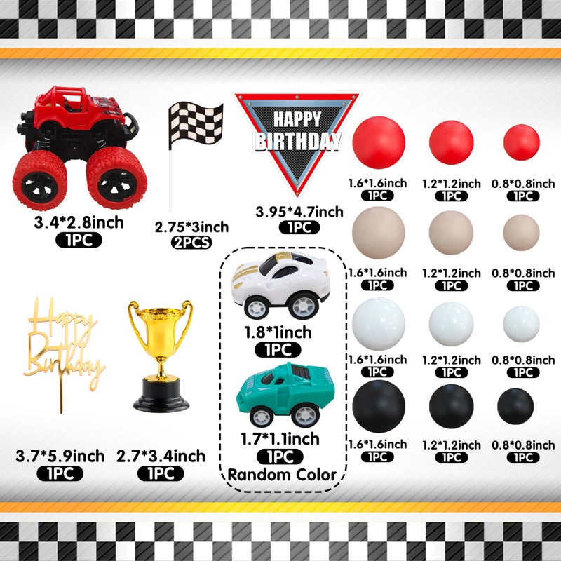 DRWATE 20 PCS Truck Cake Toppers Truck Cake Decorations Hot Red Ball Race Car Flame Blaze Wheel Cake Toppers For Kid Boy Truck Themed Racing Car Party Decorations Supplies (Truck 1) - Image 2