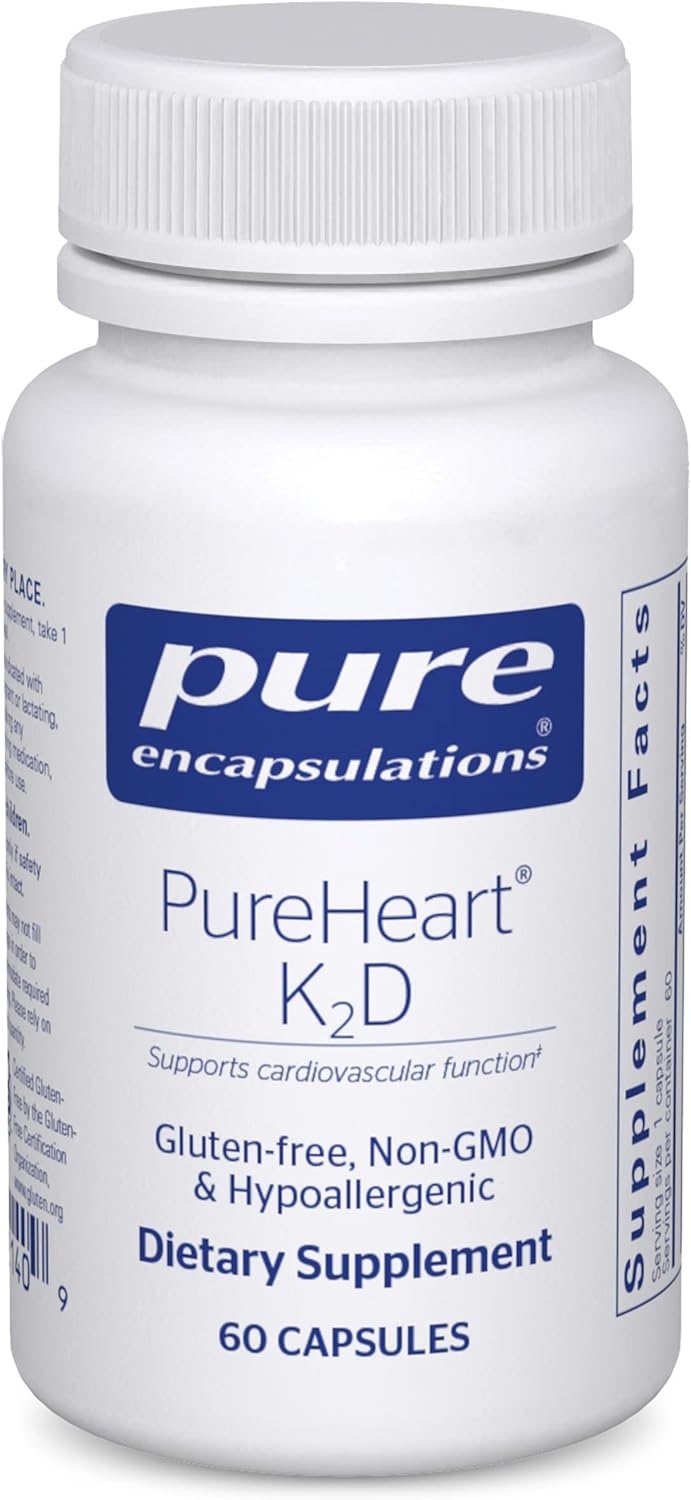 Pure Encapsulations PureHeart K2D  Heart Health Supplement  with Vitamin K2  D3  Cholecalciferol Vitamin D  MK7  NonGMO  Vegetarian  60 Capsules - Image 1