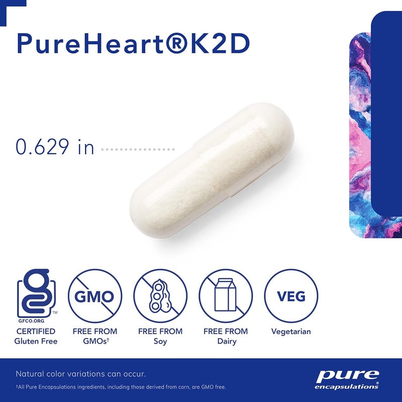 Pure Encapsulations PureHeart K2D  Heart Health Supplement  with Vitamin K2  D3  Cholecalciferol Vitamin D  MK7  NonGMO  Vegetarian  60 Capsules - Image 3