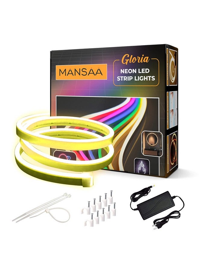 MANSAA MANSAA Neon Light Strip | 18 Months Warranty | 5 Meters/16.4 ft, Led Strip Light, Strip Lights for Home Decoration, Neon Light for Indoor & Outdoor, 12V Adaptor, Shockproof & Waterproof (Yellow) - Image 1