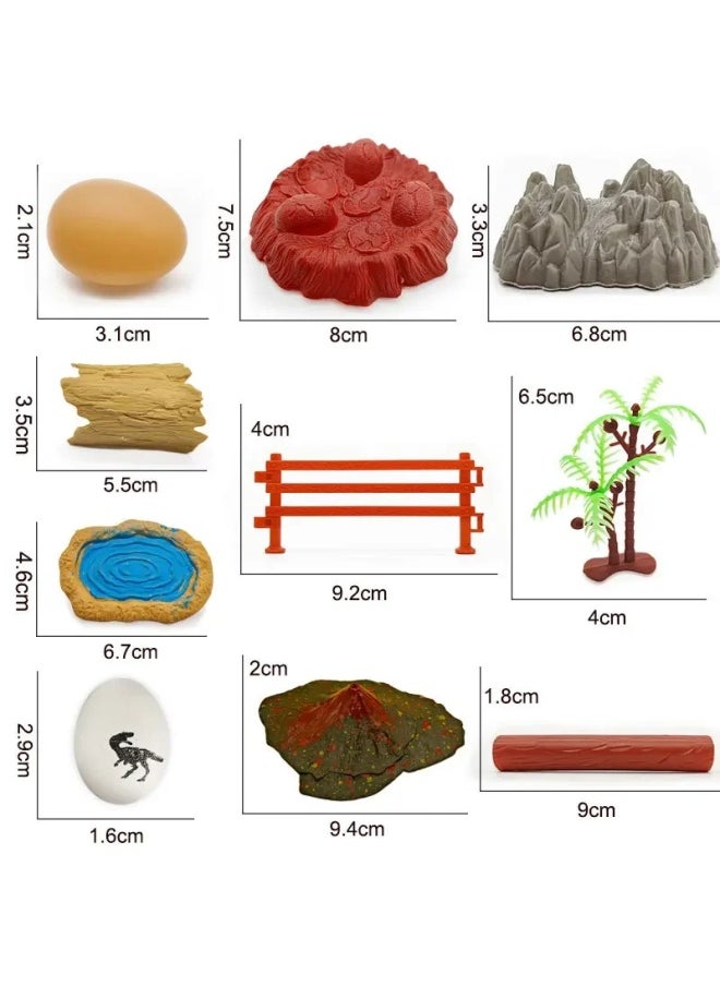 Generic - Dinosaur Themed Scene Decoration Simulation Plant Tree Wooden Head Fire Mountain Rock Fence Dinosaur Egg Sand Plate Model Access-Color:Dinosaur Map Non-woven 78.5x69cm - Image 1