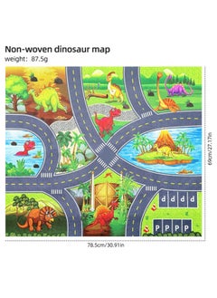 Dinosaur Themed Scene Decoration Simulation Plant Tree Wooden Head Fire Mountain Rock Fence Dinosaur Egg Sand Plate Model Access-Color:Dinosaur Map Non-woven 78.5x69cm