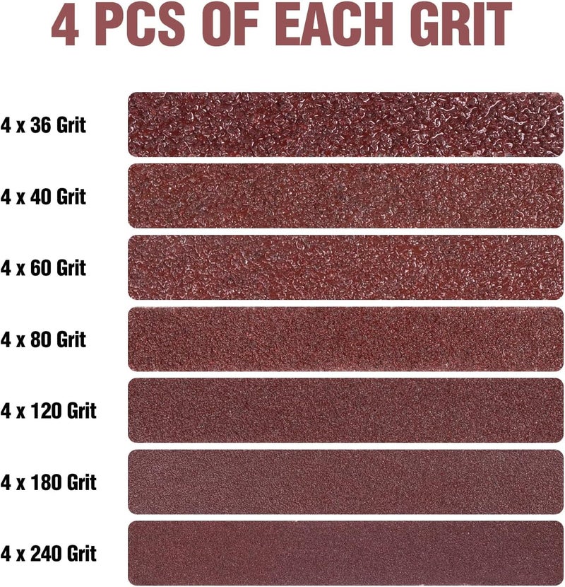 S SATC 1/2x18 Inch Sanding Belts 28 Pcs 4 each of 36/40/60/80/120/180/240 Assorted Grits Sanding Belt Long-Lasting Perfect for Woodworking, Metalworking, and More - Image 2