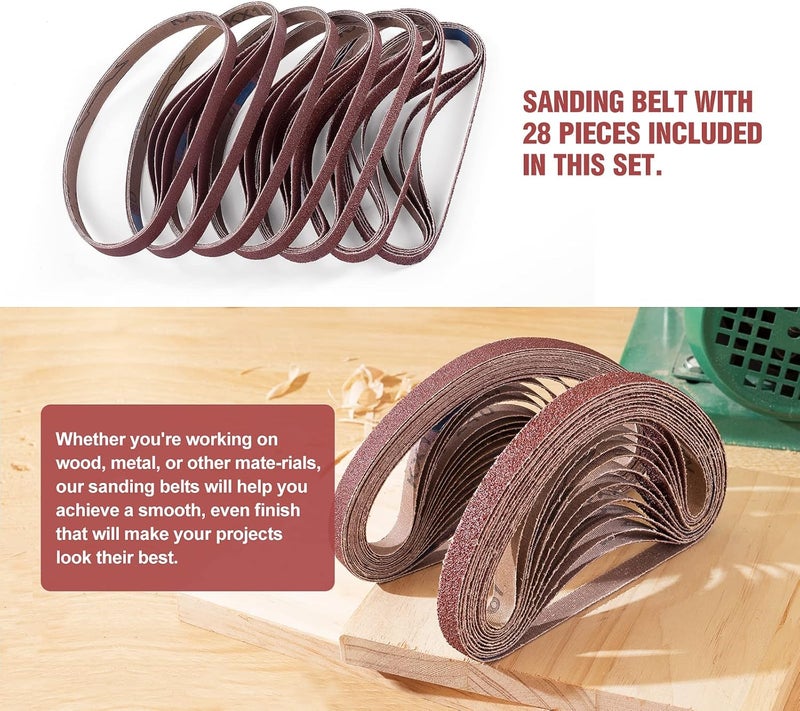 S SATC 1/2x18 Inch Sanding Belts 28 Pcs 4 each of 36/40/60/80/120/180/240 Assorted Grits Sanding Belt Long-Lasting Perfect for Woodworking, Metalworking, and More - Image 5