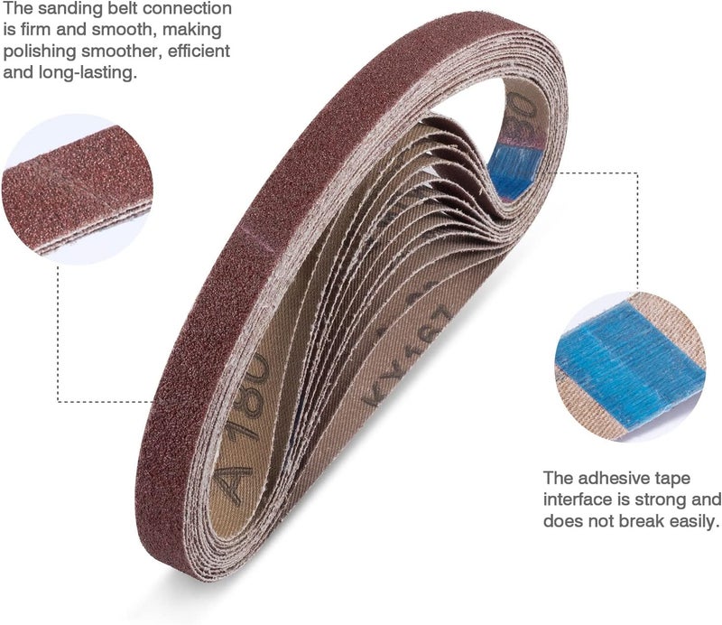S SATC 1/2x18 Inch Sanding Belts 28 Pcs 4 each of 36/40/60/80/120/180/240 Assorted Grits Sanding Belt Long-Lasting Perfect for Woodworking, Metalworking, and More - Image 4