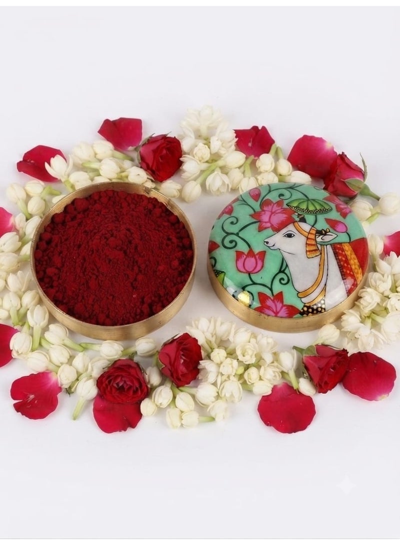 Kumkum Holder with Cow Design Lid -Screw Type - Image 5
