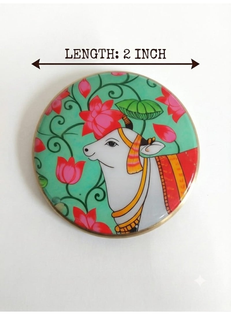 Kumkum Holder with Cow Design Lid -Screw Type - Image 3