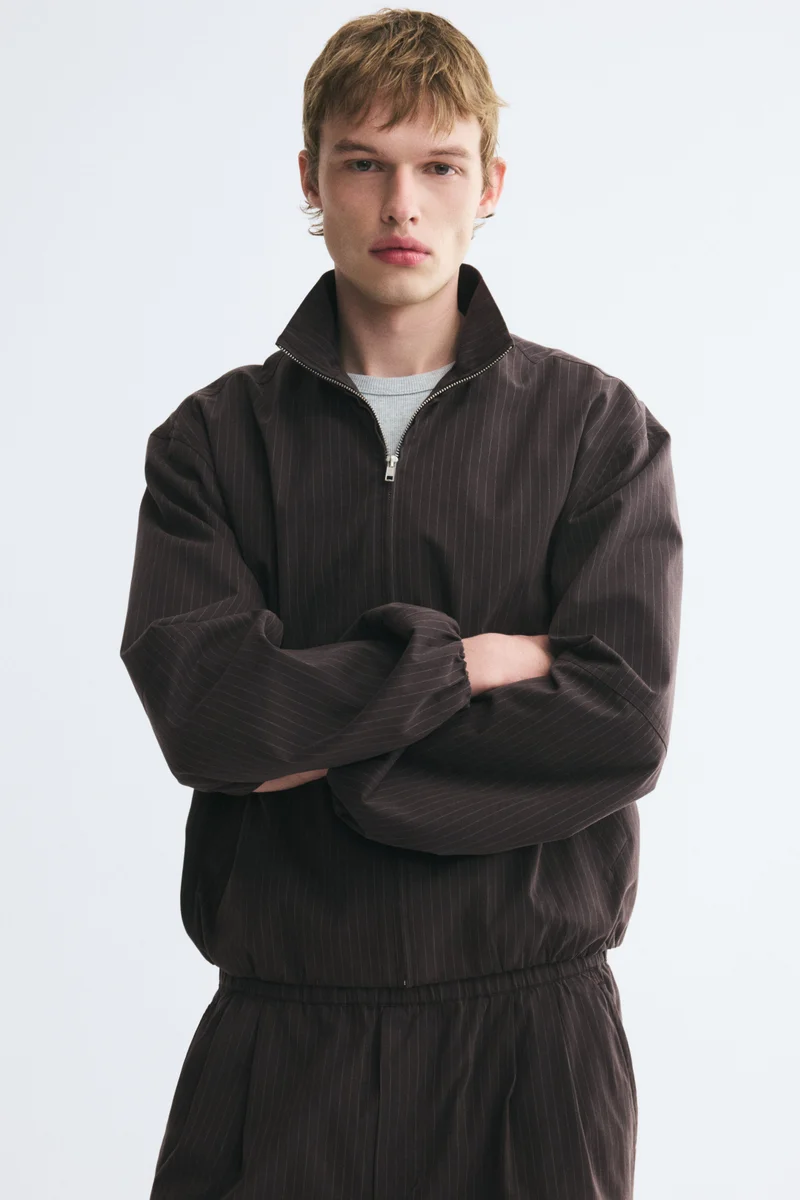 Twill zip-through overshirt