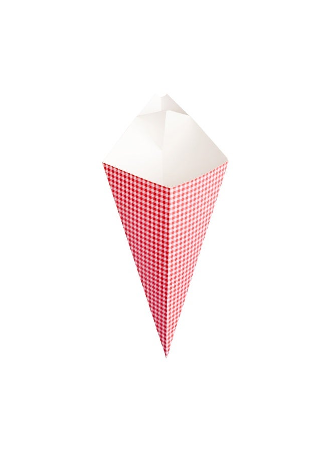 Restaurantware 11.5-Inch Eco-Friendly Finger Food Cones with Built-in Condiment Dipping Pocket: Perfect for Appetizers - Food-Safe Paper Cone with Picnic Print Styling - Disposable - 100-CT - Image 1