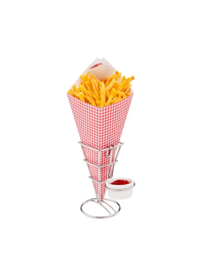 Restaurantware 11.5-Inch Eco-Friendly Finger Food Cones with Built-in Condiment Dipping Pocket: Perfect for Appetizers - Food-Safe Paper Cone with Picnic Print Styling - Disposable - 100-CT - Image 2