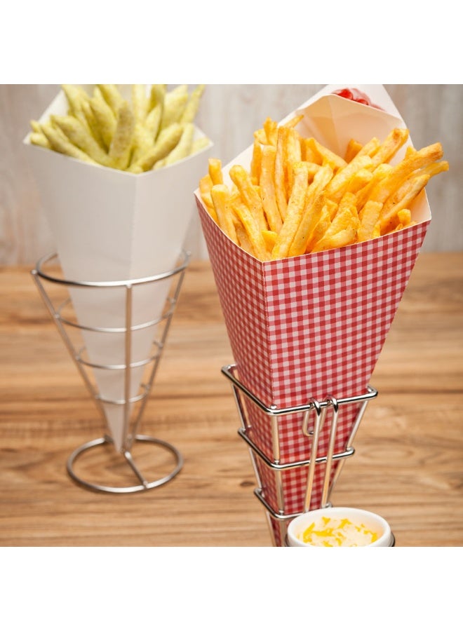 Restaurantware 11.5-Inch Eco-Friendly Finger Food Cones with Built-in Condiment Dipping Pocket: Perfect for Appetizers - Food-Safe Paper Cone with Picnic Print Styling - Disposable - 100-CT - Image 3