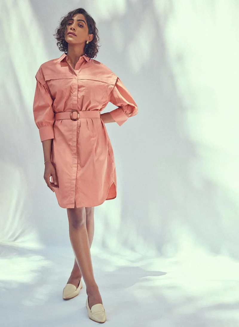 Rust Voluminous Sleeves Dress – Chic & Flowy