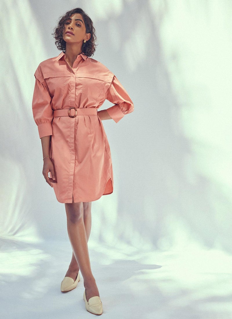 The Label Life Rust Voluminous Sleeves Dress – Chic & Flowy - Image 1