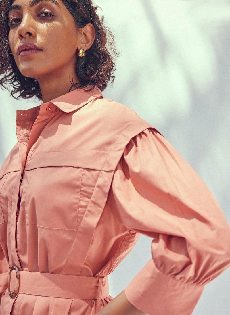 The Label Life Rust Voluminous Sleeves Dress – Chic & Flowy - Image 2