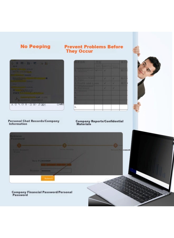 Ecola Computer Privacy Screen Protector Laptop Screen Film Privacy Filter Black 13.3 Inch 16:9 - Image 2