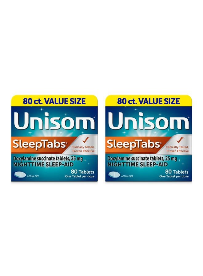 Unisom SleepTabs, Nighttime Sleep-aid, Doxylamine Succinate, 80 Tablets, 2 pk - Image 1