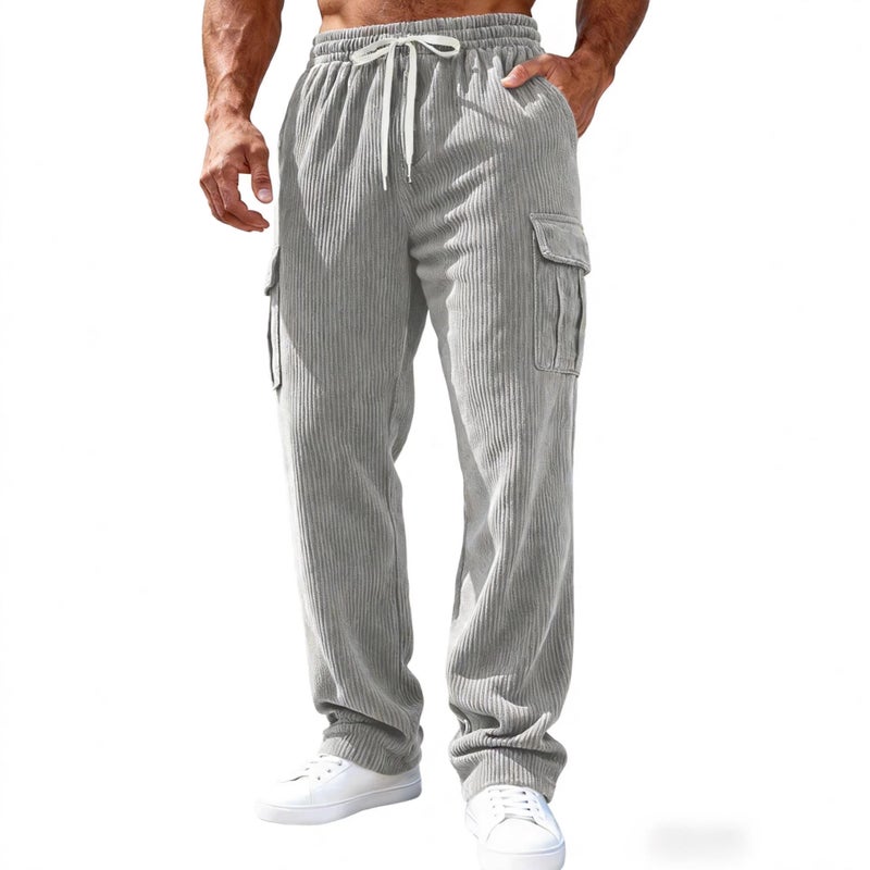 Corduroy Cargo Pants with Pockets for Men Outdoor Casual Trousers - Image 2
