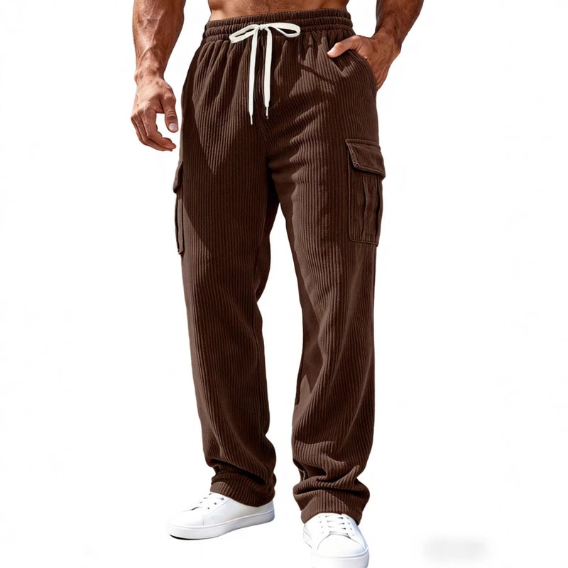 Corduroy Cargo Pants with Pockets for Men Outdoor Casual Trousers - Image 3