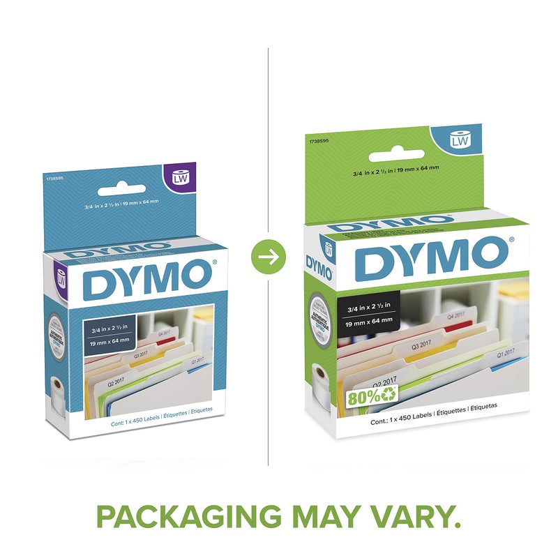 DYMO Authentic LW File Barcode Labels for LabelWriter Label Printers, White, 3/4" x 2-1/2", 1 Roll of 450 - Image 2