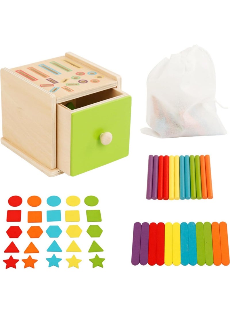سوفام 3 في 1 ألعاب مونتسوري لمدة 1-3 سنوات، ألعاب فرز الألوان الخشبية، لعبة صندوق درج خشبي للأطفال، أنشطة التعليم قبل المدرسة الألعاب التعليمية المطابقة، الألعاب الحسية للأطفال 1-3 - Image 1