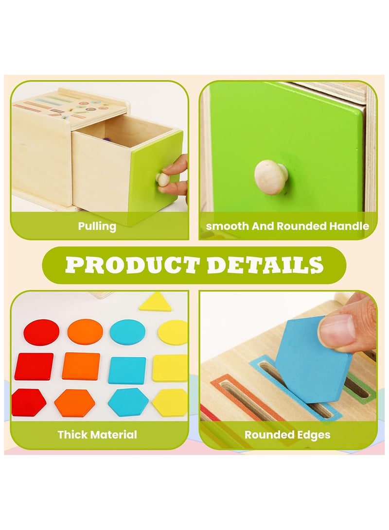 سوفام 3 في 1 ألعاب مونتسوري لمدة 1-3 سنوات، ألعاب فرز الألوان الخشبية، لعبة صندوق درج خشبي للأطفال، أنشطة التعليم قبل المدرسة الألعاب التعليمية المطابقة، الألعاب الحسية للأطفال 1-3 - Image 4