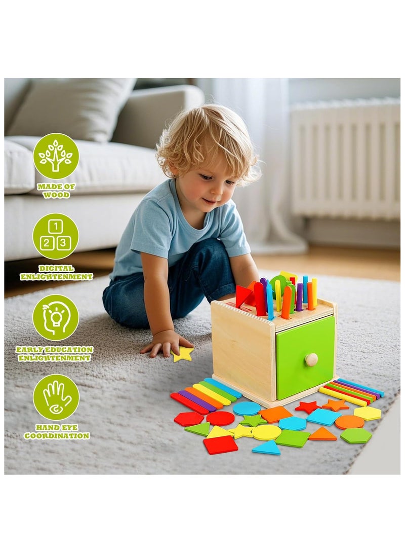 سوفام 3 في 1 ألعاب مونتسوري لمدة 1-3 سنوات، ألعاب فرز الألوان الخشبية، لعبة صندوق درج خشبي للأطفال، أنشطة التعليم قبل المدرسة الألعاب التعليمية المطابقة، الألعاب الحسية للأطفال 1-3 - Image 5
