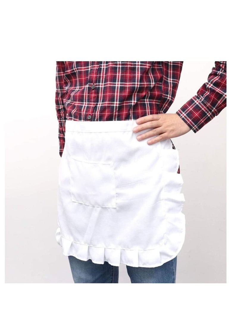 SYOSI White Waist Apron Half Apron Kitchen Half Waist Apron Ruffle Chef Work Bib Maid Apron Dress Bistro Server Aprons for Waitress Cosplay Costume - Image 1