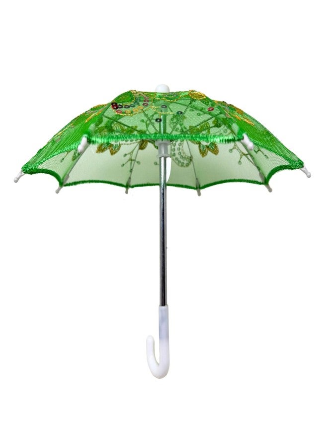 ذاي كوليكتبلز مجموعة THY COLLECTIBLES من 6 مظلات صغيرة من الدانتيل مزينة بالترتر - مظلات صغيرة رقيقة مزخرفة لحفلات الزفاف، وحفلات استقبال المولود، والحفلات والمناسبات - قطر 11.6 بوصة (أخضر) - Image 4