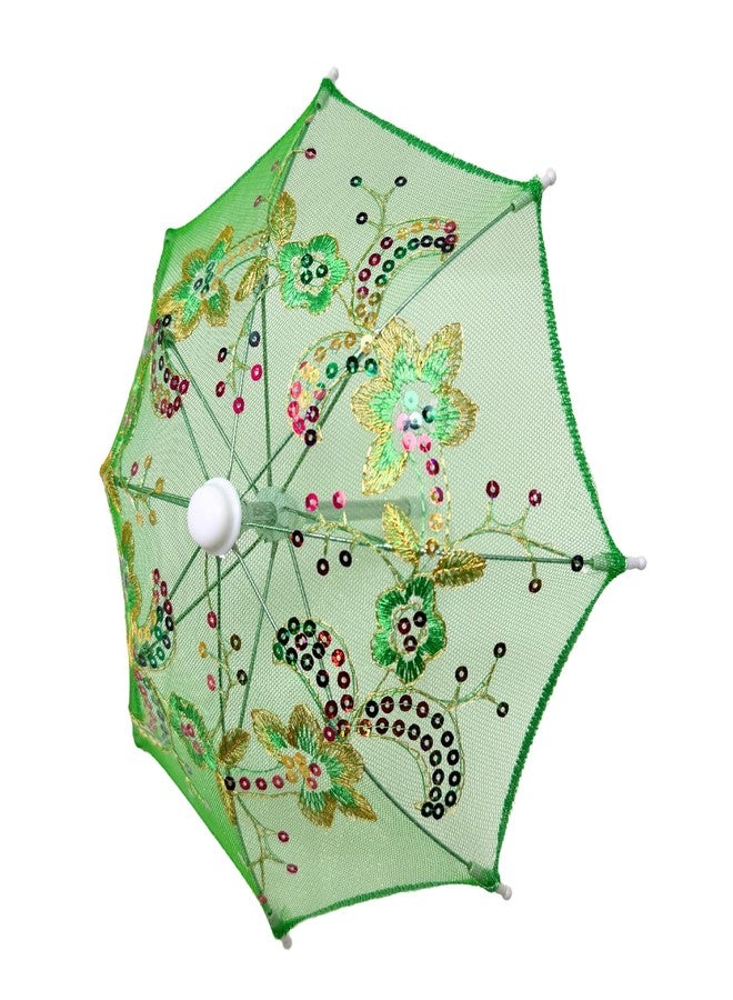 ذاي كوليكتبلز مجموعة THY COLLECTIBLES من 6 مظلات صغيرة من الدانتيل مزينة بالترتر - مظلات صغيرة رقيقة مزخرفة لحفلات الزفاف، وحفلات استقبال المولود، والحفلات والمناسبات - قطر 11.6 بوصة (أخضر) - Image 3