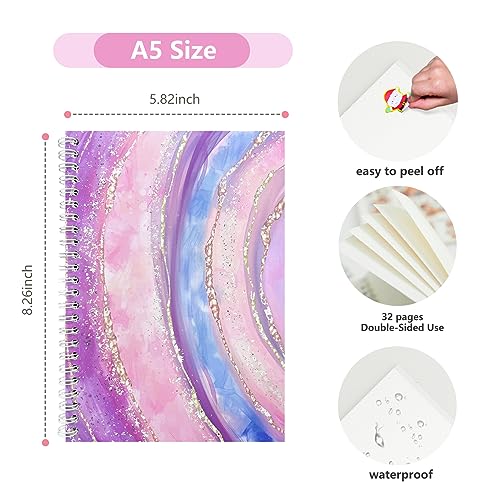 YUATCYA Reusable Sticker Collecting Book Storage Album A5 Size Sticker Organizer Collection Notebook for Adults with 32 Sheets Blank Release Paper (Pink) - Image 2