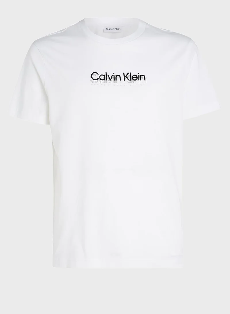 CALVIN KLEIN Flock Logo Crew Neck T-Shirt