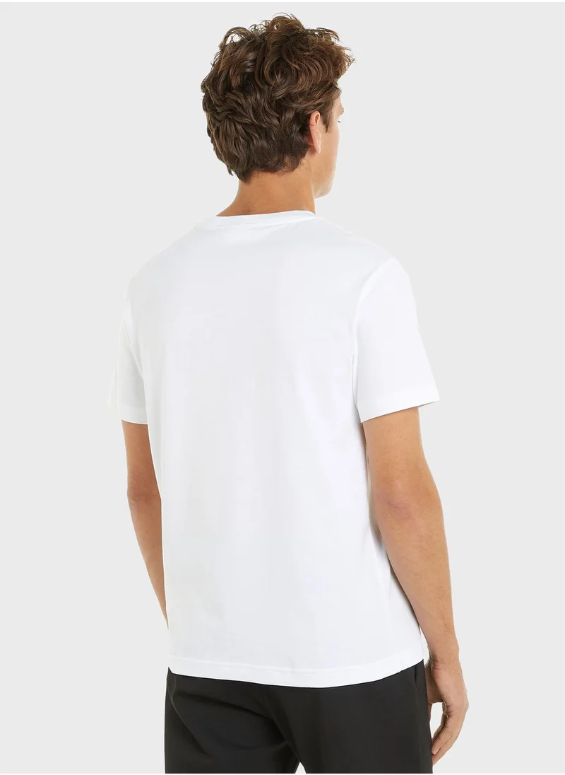 CALVIN KLEIN Flock Logo Crew Neck T-Shirt