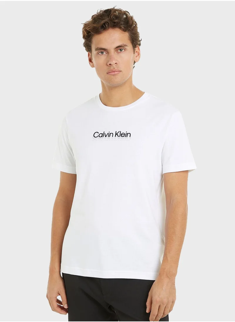 CALVIN KLEIN Flock Logo Crew Neck T-Shirt