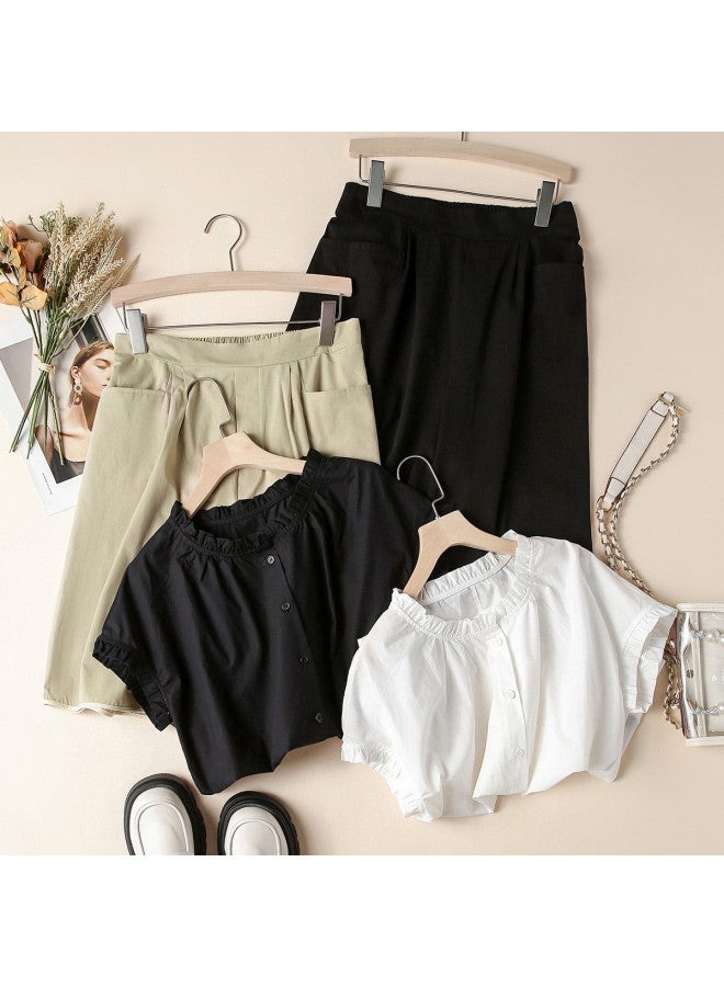 XINYANG Women's Pure Cotton Casual Short Sleeve Top & Shorts Set - 2025 Summer Two-piece Loungewear For Home And Outdoor Wear - Image 5