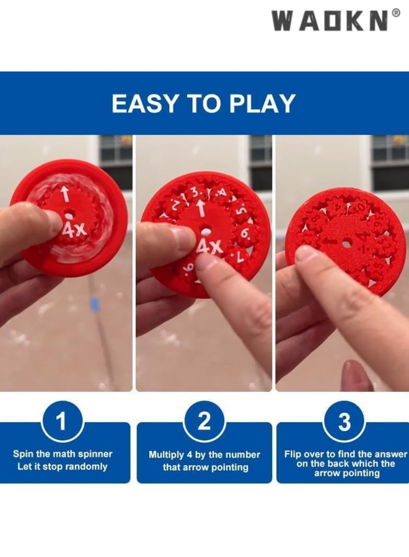 Math Spinner Fidget Toys, Set of 9 Colorful Math Fact Spinners, Educational Number Game for Kids, Interactive Learning Tool for Multiplication and Division, Stress-Relieving Fidget Spinner